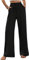 ALSOGO Weite Hose Damen Elegant Breite Hosen High Waist Lose Sommer Palazzo Hose Dehnbar Lounge Lang mit Taschen Schwarz M
