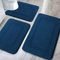 chakme Badezimmerteppich Set 3 Teilig, Weiche Memory-Schaum Badematte und U Förmige wc Vorleger, Badteppich rutschfest Waschbar Badvorleger Set Navy blau