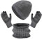 Enwokran Wintermütze Schal Touchscreen Handschuhe Set,Unisex Warme Beanie Strickmütze Kreis Schal mit Fleece Gefütterte Thermo Rutschfeste Handschuhe für Damen Herren Outdoor Aktivitäten (Grau)