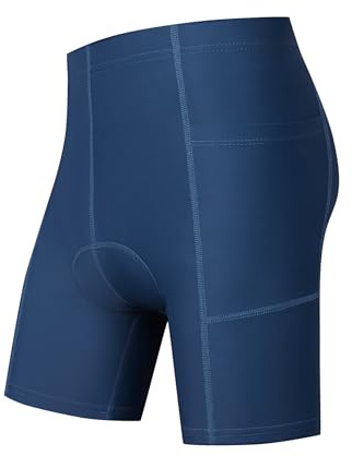 BASADINA Kids Padded Bike Shorts Boys Girls Biking Shorts with Pockets 3D Padding Cycling Shorts for Boys Blue