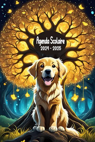 Agenda Scolaire 2024-2025: Planificateur Journalier de Septembre à Juillet avec Couverture chien Golden Retriever | Collège, Lycée pour Garçon et Fille |