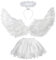 Sunshine smile 80CM Engelsflügel Weiß,Damen Engel Flügel,Engelsflügel Kostüm Kinder,Mädchen Engel Kostüm,Engelsflügel Deko Kostüm mit Heiligenschein TUTU-Rock,Engel Kostüm für Karneval Party Cosplay