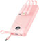 VRURC Power bank, Caricabatterie portatil da 20000mAh a ricarica rapida, tre cavi Micro e USB C integrati, 4 uscite e 2 ingressi Display LED Banco di ricarica per iPhone, Android ecc-Rosa