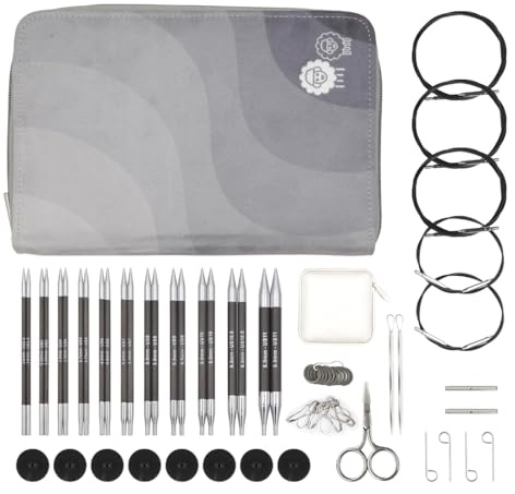 KnitPro Karbonz Regal Austauschbares Nadelspitzen Set 5 (13cm) I 11 Größen (3mm bis 8mm)