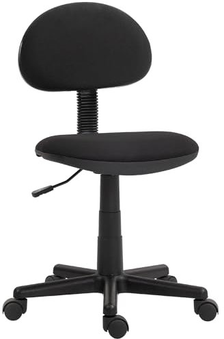 HOMCOM Armless Office Chair, Small Desk Chair, Height Adjustable Computer Chair with Rolling Wheels and Low Back, Black