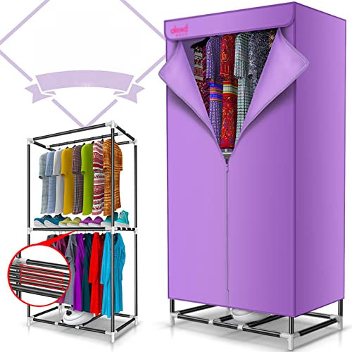 Tendedero eléctrico de 2 Capas con calefacción, se Seca con Ventilador de Aire Caliente, Temporizador de 180 Minutos, Armario de Secado de Ropa con calefacción, Carga de 20 kg, 1000 W (Color: PÚRPU