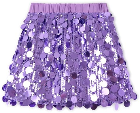 Miipat Jupe à Paillette Fille Scintillant Enfants Mini Jupes Glitter avec Doublure Taille Élastique Princesse Tutu Filles Skorts pour Danse Anniversaire Fête Festivals Violet 120 4-5 Ans