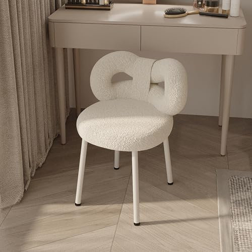 balurukt Vanity Stool - Sedia da toeletta rosa con schienale a fiocco, seduta in velluto, ideale come regalo per ragazze, sgabello da toeletta con grazioso schienale a fiocco, sedia da trucco bianca