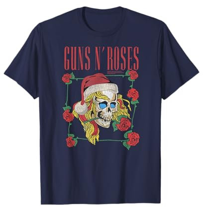 Officiel Guns N' Roses Crâne Vintage Noël Rétro Hard-Rock T-Shirt