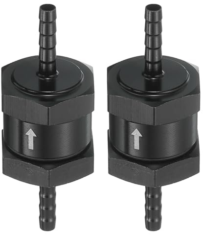 QUARKZMAN 2 Stück 4mm (3/16) Kraftstoff Rückschlagventil Einweg Rücklaufventil Aluminiumlegierung Steuerzubehör für Benzin, Diesel, Gas, Öl, Luft, Wasser, Schwarz