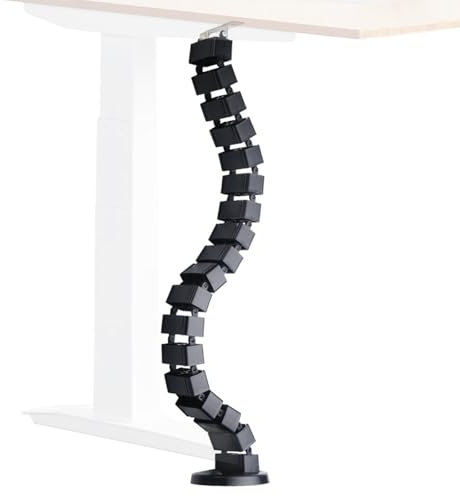 Lavieva Heavy Duty Cable Management Spine - Adjustable Quad Entry Organizer for Standing/Height-Adjustable Desk, 130cm Flexible Wire Protector,Under Desk Wire Hider for Home Office (Black)