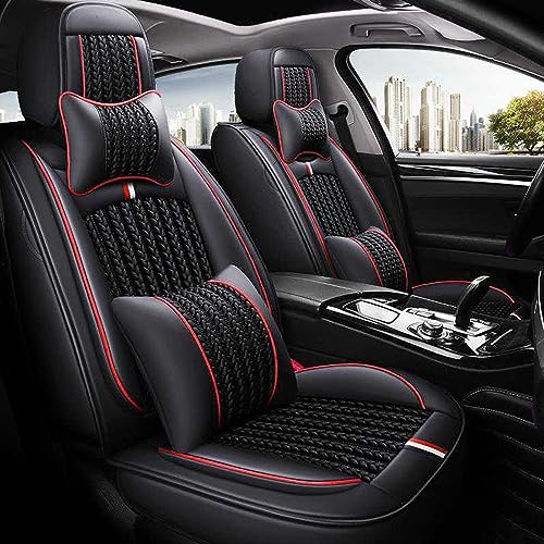 JoyRozTek Autositzbezüge Für Skoda Fabia 2007-2027 | PU Leder Komplettset Auto-Schonbezüge, Airbag-freundlich, Autositzbezug Set& Kopfstützenbezügen