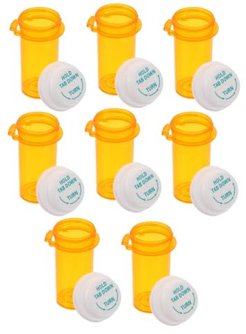 Vaguelly 10Pcs Orange Plastic Pill Containers Seal for Travel Storage and Organizing Small Items Durable Medicine Dispenser Bottles for Daily Medication Use