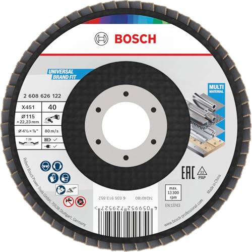 Bosch 15x X451 Flap Disc, G40, G60 | for Steel, Aluminium, Grit 40, Professional Accessory Small Angle Grinder