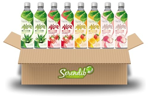 Y-go Y-go Aloe Vera Drink Mixed Flavour Pack (8 x 500ml) – 2 Each of Original, Mango, Strawberry & Lychee | Refreshing Aloe Juice with Real Aloe Pieces | Healthy Drink