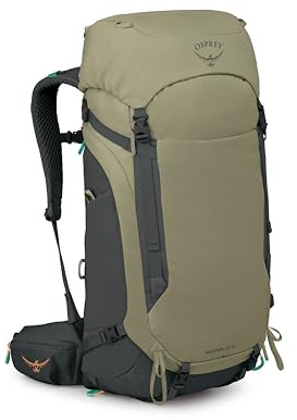 Osprey Kestrel LT 45L Herren Rucksack - Leichte Wander- & Campingtasche mit wasserdichtem Regenschutz, Olive Tan