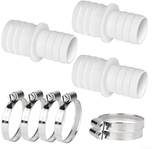 Schlauchverbinder Edelstahl 38mm für Poolschlauch Adapter passend für Tauchpumpen, Sandfilterpumpen und Poolsauger (3+6)