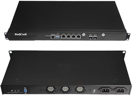 PeeliCeeli 19 Inch Firewall Appliance, N300, 1U Rack Mount Network Security Hardware, OPNsense Router PC with Dual SFP+ 10 Gigabit, 4 x i226V 2.5G LAN, AES-NI, Barebone, NO RAM NO SSD