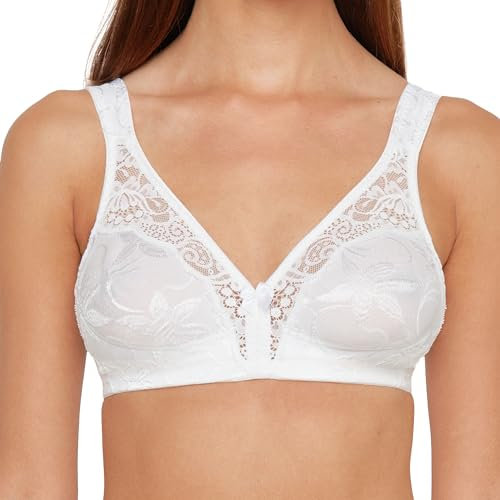 Susa BH Damen ohne Bügel Topsy I Damen-BHS mit nahtlosen Cups & seitlich eingearbeiteten Stützblenden I Perfekter Sitz durch hochelastische Träger I weiß I 75E