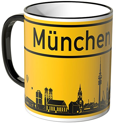 WANDKINGS® Tasse, Skyline München - SCHWARZ