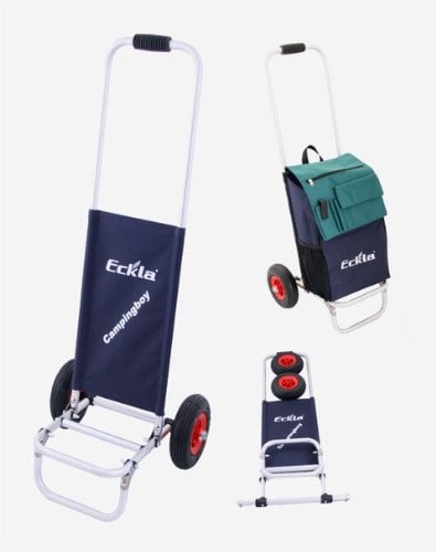 Eckla CAMPINGBOY Universal-Transportwagen mit pannensicherer Bereifung in Schwarz oder Grau, Klappbar, Pneumatisch, 4 Räder, Gabelstapler, Transportwagen