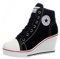 Padgene Zapatillas Moda de Lona Zapatos Altos Tenis Deportivos Casual Calzado Canvas para Mujer con Cordones y Cremallera Lateral
