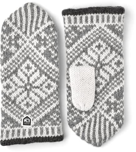 Hestra Unisex Nordic Wollhandschuh, isolierte Fäustlinge für kaltes Wetter und den Alltag, Grau/Offwhite, 10