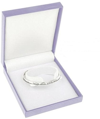 Equilibrium Silver Plated Bangle - Live Well Love Much Laugh Often by Jolie Bijoux