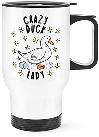 Crazy Duck Lady Stars Travel Mug Cup with Handle