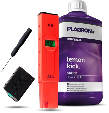 Weedness Plagron Lemon Kick pH- Minus 500 ml + pH-Messgerät - Natürlicher Biologischer pH-senker Grow Anbau Indoor Dünger