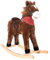 BAKAJI Cavallo a Dondolo per Bambini con Suoni Realistici Struttura in Legno e Tessuto Peluche di qualità Giochi Infanzia (Marrone)