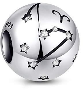 NINGAN Aries Zodiac Sign Birthday Charms - Women's Bead Charms 925 Sterling Silver Charms Fits Padora Bracelet & Necklace for Women & Friends