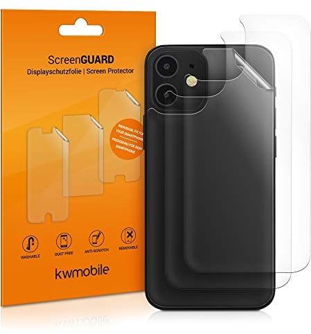 kwmobile 3X Schutzfolie Rückseite kompatibel mit Apple iPhone 12 Mini - Folie Backcover Smartphone - Handyfolie transparent