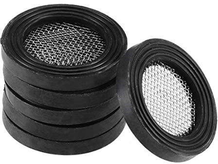 sourcing map Rubber Flat Washer 24mm OD 16mm ID 2.4mm Thickness with Stainless Steel Filter, for Faucet Pipe Water Hose, Pack of 6