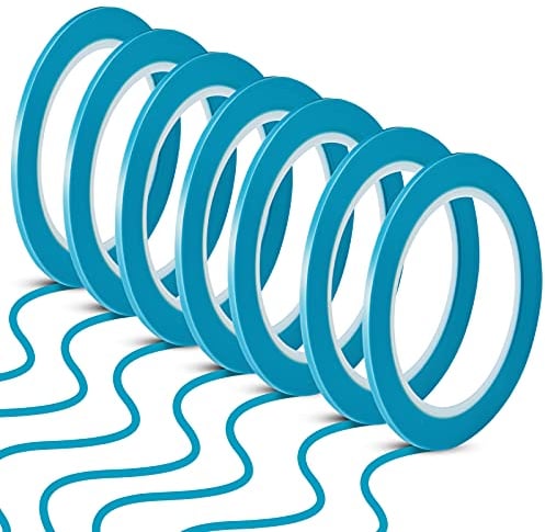 10 Rollen Feine Linie Bänder 1/8 Zoll 3 Millimeter Vinyl Feine Linie Kreppband Blaues Vinyl Automotive Kreppband Maler Band für Kurven Automobil Auto Maler, 33 Meter für Jede Rolle