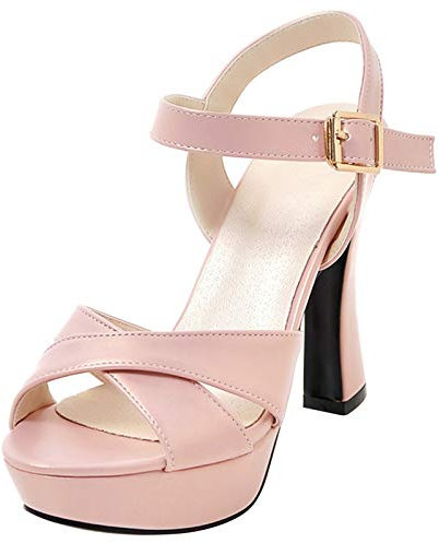 MJIASIAWA Donna Con Cinturino Alla Caviglia Bridal Tacco Alto Peep Toe Sandali Vestito Estate Tacco A Blocco Sposa Moda Plateau Scarpe Rosa Numero 40 EU/41 Asiatico