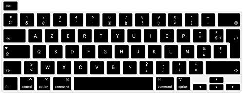 Digi-Tatoo Film de Protection du Clavier,Compatible avec Le Clavier 2022 New MacBook M2 Chip Pro 13 and 2020/2019 MacBook Pro 13 inch A2338 A2289 A2251, AZERTY French Layout,Silicone Noir