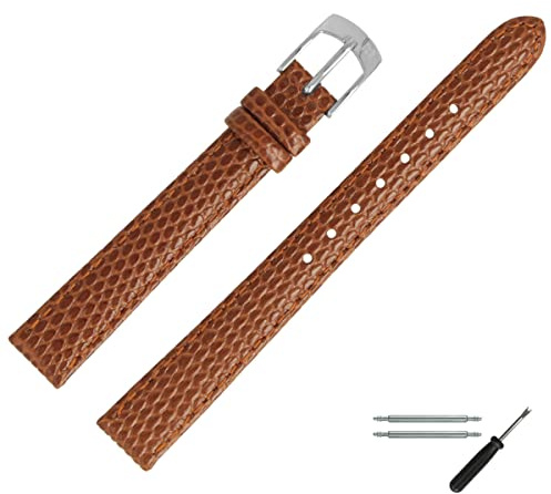 MARBURGER Uhrenarmband 12mm Leder Eidechse Prägung - Werkzeug Montage Set 78012