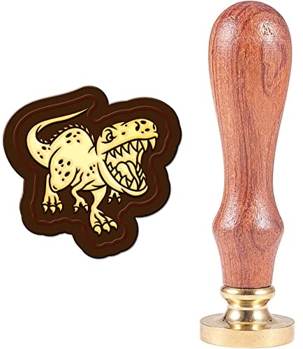 craspire Wachs-Siegel-Stempel, Dinosaurier, Vintage-Siegelwachs-Stempelkopf Mit Universellem Holzgriff Für Einladungen, Karten, Flasche, Geschenk, Geschäft, Danke, Scrapbooking-Dekor