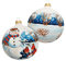 Krebs Glas Lauscha - Weihnachtsdekoration/Christbaumschmuck aus Glas - Weihnachtskugel - Motiv: Junge und Mädchen Bauen einen Schneemann - Größe: 10 cm