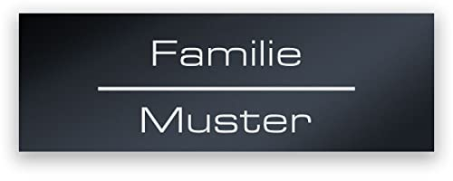 Briefkastenschild Anthrazit mit Gravur personalisiert Türschild Klingelschild Namensschild RAL 7016 - Acrylglas wetterfest und UV-beständig - 90 x 30 mm - Textausrichtung 1
