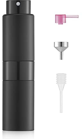 Toureal 20ml Vaporisateur Vide de Sac Rechargeable, Atomiseur Parfum, Recharge Spray Flacon de Parfum, Pulverisateur Voyage (Noir)