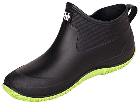 SMajong Stivali in Gomma Uomo Donna Impermeabili Scarpe da Giardinaggio Antiscivolo Scarpe da Pioggia Scarpe Gomma Stivali Caviglia Caldi Nero Verde 38 EU