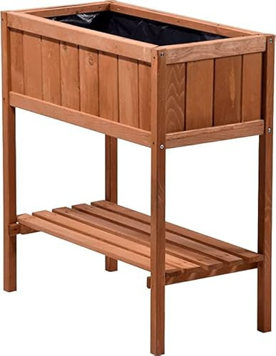 STVST Premium Hochbeet – aus hochwertigem FSC Holz – perfekt für Garten/Terrasse/Balkon – mit Stabiler Ablage und Innenvlies – Kräuterhochbeet 80 cm hoch, 80 cm lang – Pflanztisch – Hochbeete