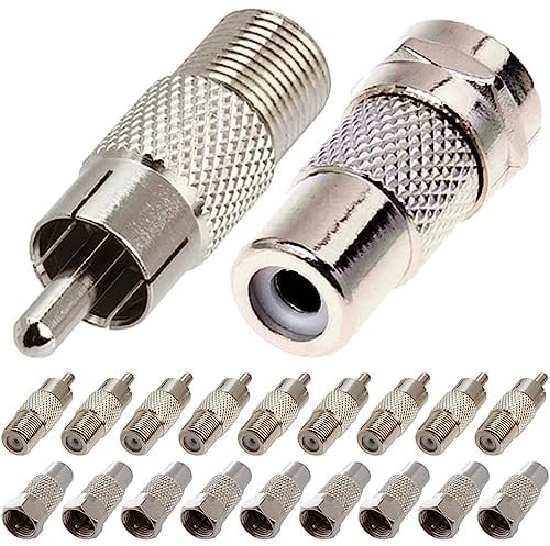 Xiatiaosann RCA Adapter, 20 Pack, F-type to RCA Video Plug, Coaxial Cable Converter, Atari 2600, 7800 Sega, Subwoofer, Receiver, TV