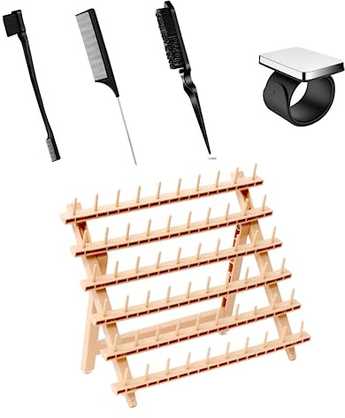 Laflare Braiding Rack for Hair with Comb Set & Braid Gel Wristband & Rack (Braid Extension Holder with 60 Pegs) with Braiding Accessories 5pc Set (PPCOM3) - PP Material - Storage Rack