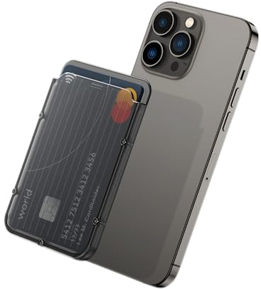FRTMA Magnetischer Kartenhalter kompatibel mit iPhone 14 Pro Max/14 Pro/14 Plus/14, Mag Safe Wallet für iPhone 13 Pro Max/13 Pro/13/13 Mini/12/12 Pro/12 Pro Max/12 Mini, Schwarz