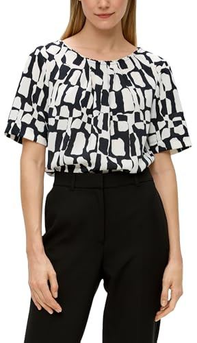 s.Oliver BLACK LABEL Gemusterte Bluse mit Falten-Details schwarz 34