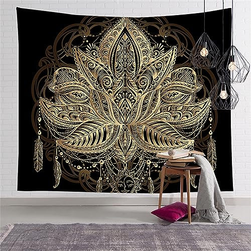 Wandteppich Mandala Golden Brown Wandtuch Home Deko Wandbehang für Schlafzimmer Wohnzimmer Wohnheim Wandteppich Aesthetic Tapestry Wandkunst Wand Teppiche (150x100cm)