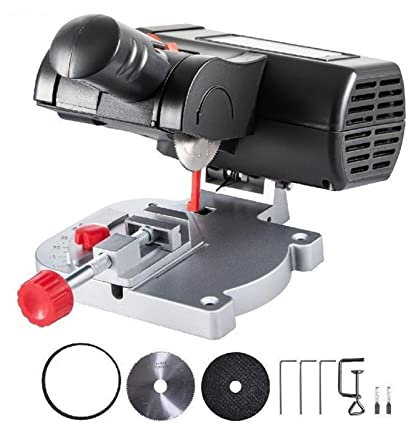 Mini sierra cortadora de inglete de 0 a 45 °, máquina cortadora de mesa de banco DIY for el hogar, cuchillas de acero y resina for madera, plástico y Metal Fácil de usar para profesionales y principia